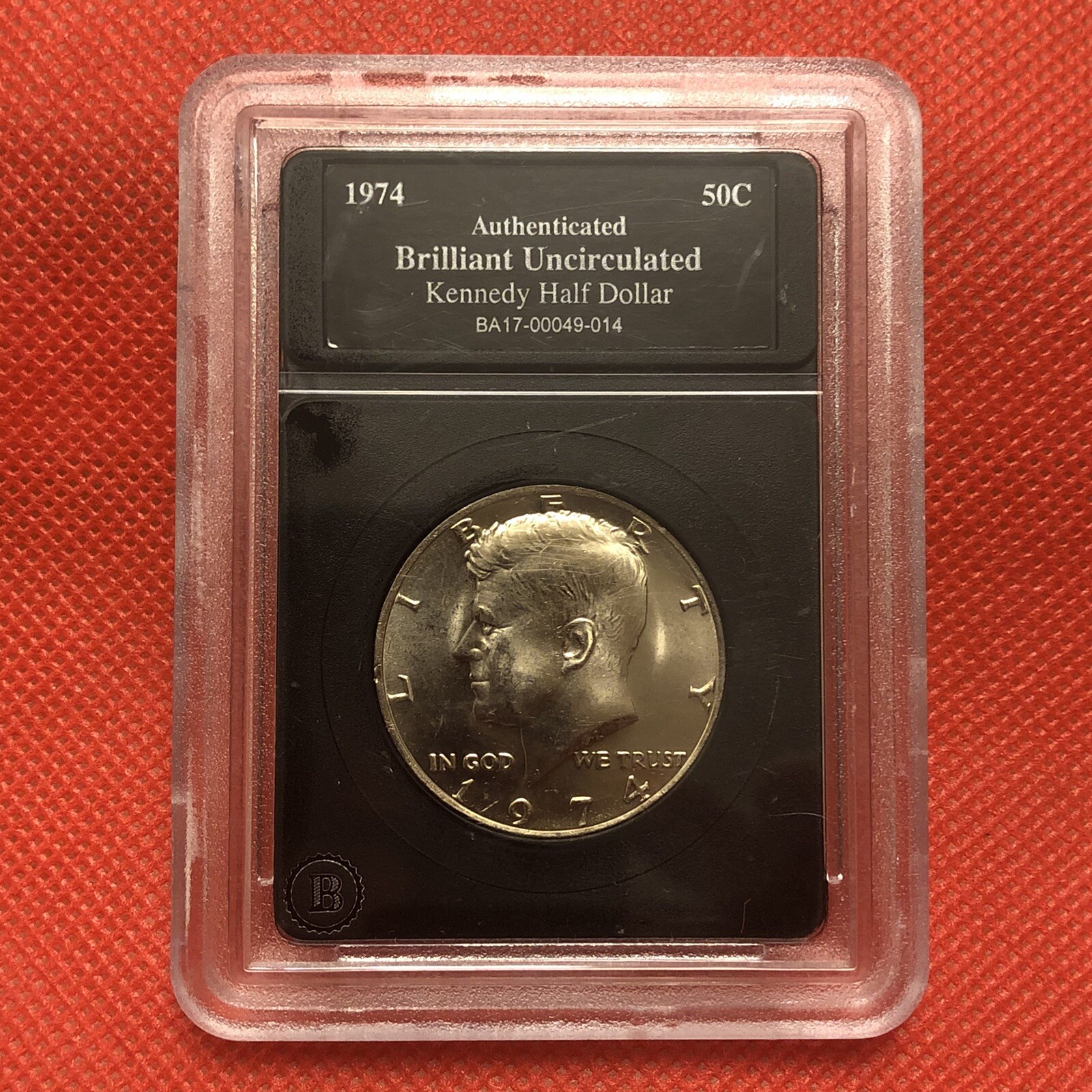 1974 50C Authenticated Brilliant Uncirculated Kennedy Half Dollar Special