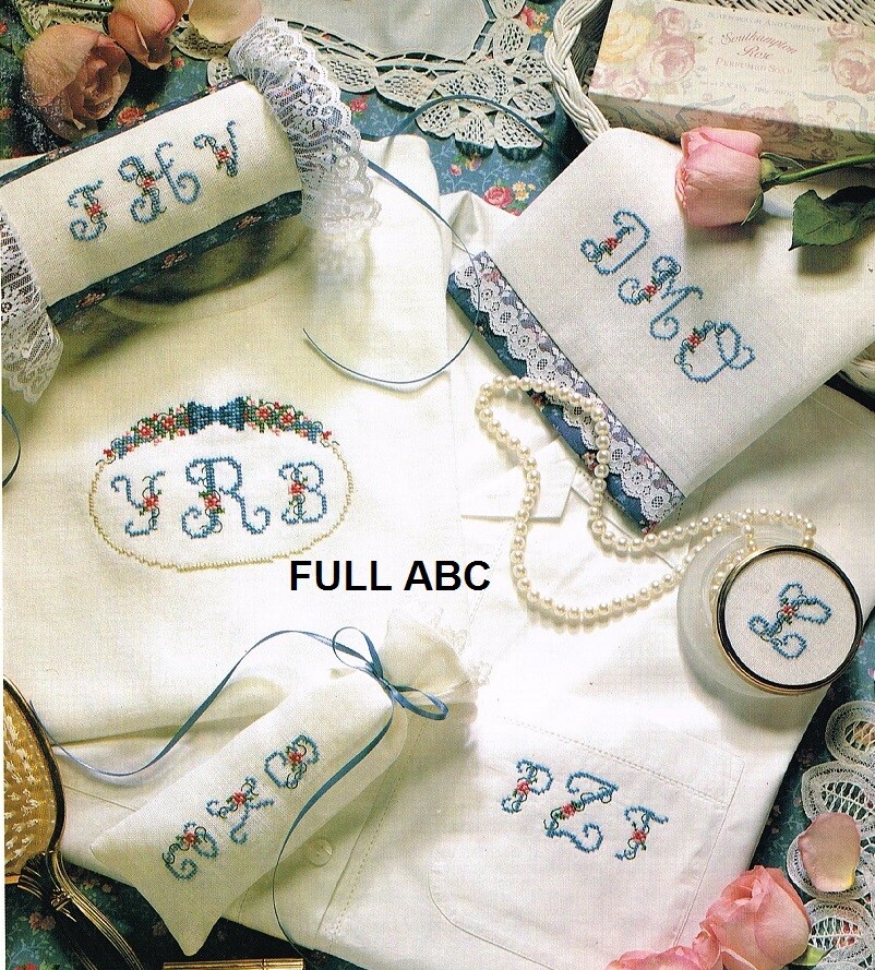 MONOGRAMS IN BLOOM  CROSS STITCH PATTERN  ONLY  -  TL   AUW