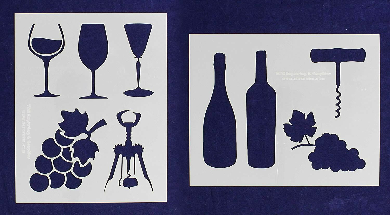 Wine Stencils -Mylar 2 Pieces of 14 Mil 8 X 10 Inches