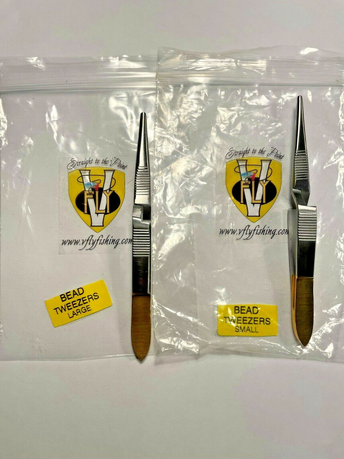 V Fly Pro Dressers Fly Tying Gold Loop Bead Tweezers Small & Large