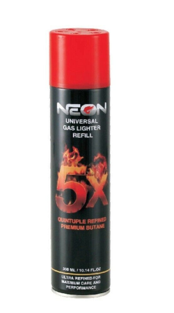 2 Cans Neon 5X Refined Butane Lighter Gas Fuel Refill 300 mL 10.14 oZ Cartridge