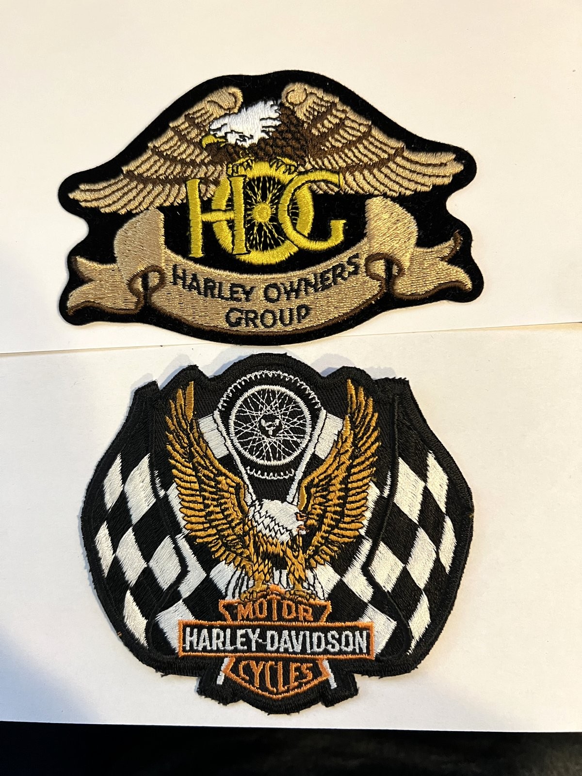 Harley-Davidson Embroidered Patch Lot of 2 HOG Harley Owners Group Bar & Shield