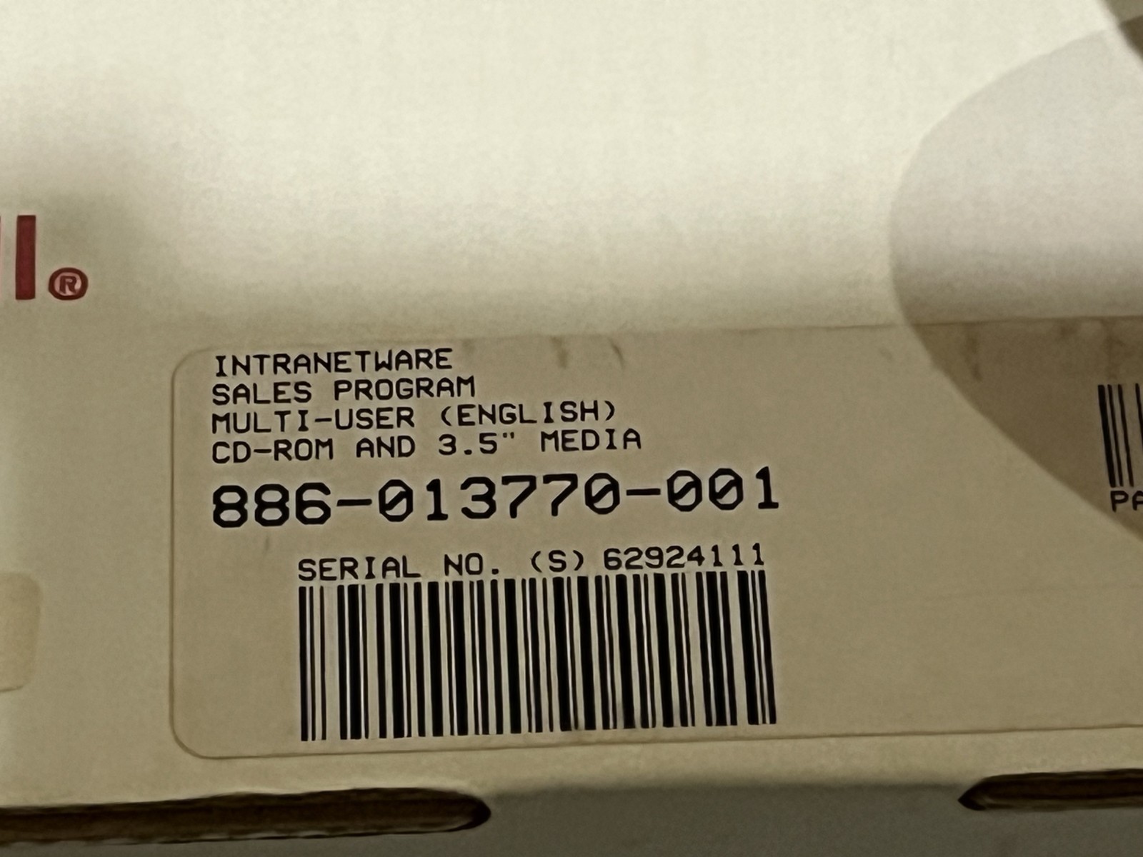 Novell Intranetware 4.11 Sales Kit Multi User Original Box Kit CD and Diskette