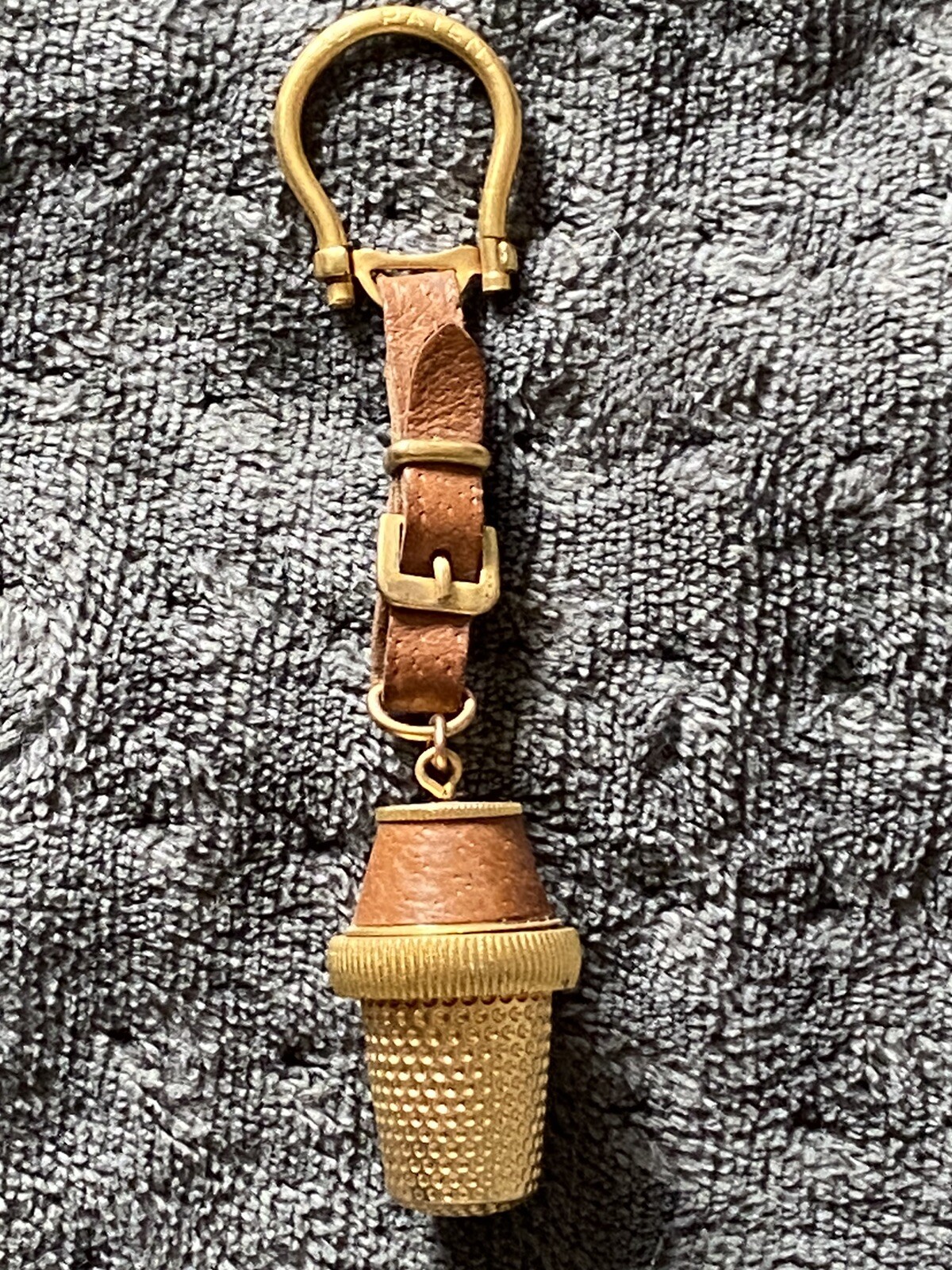 old antque vintage keychain Lord Patent thimble and thread