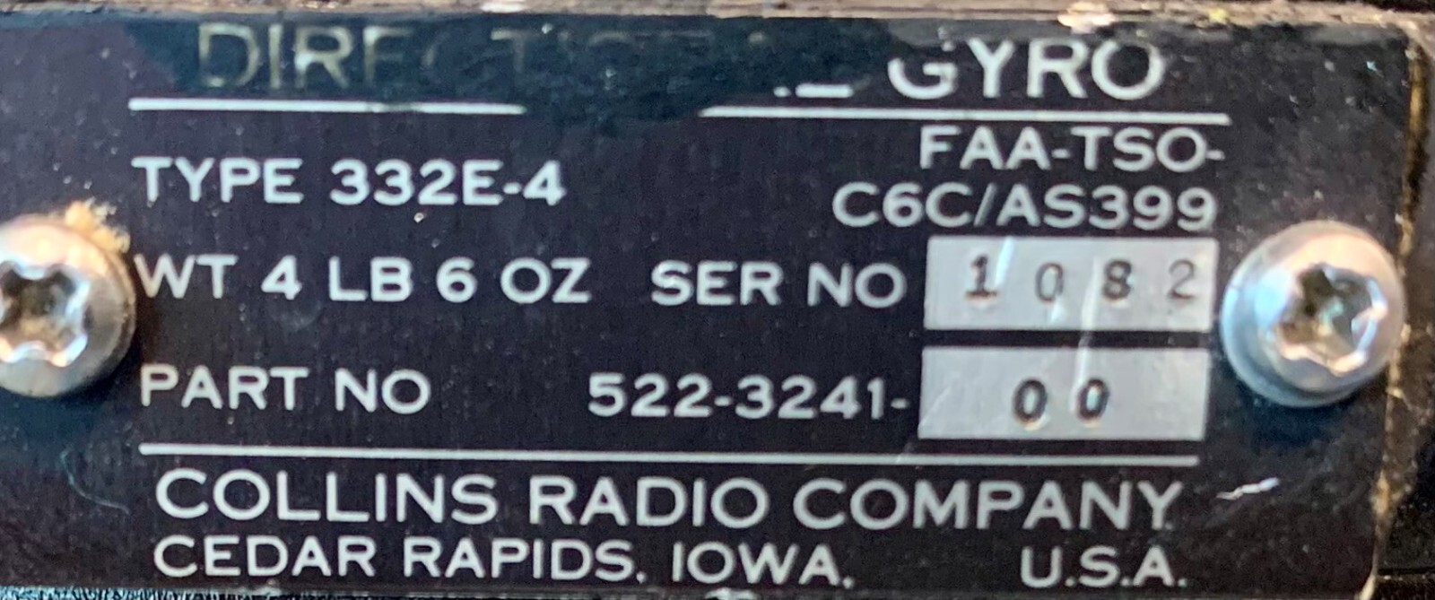 Directional Gyro 332E4 522-3241-00 Removed Working