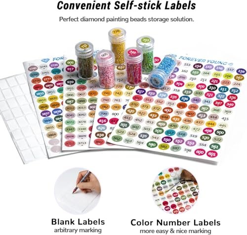 Diamond Painting Storage Containers, 60 Grid Bead Organizer & Labels for