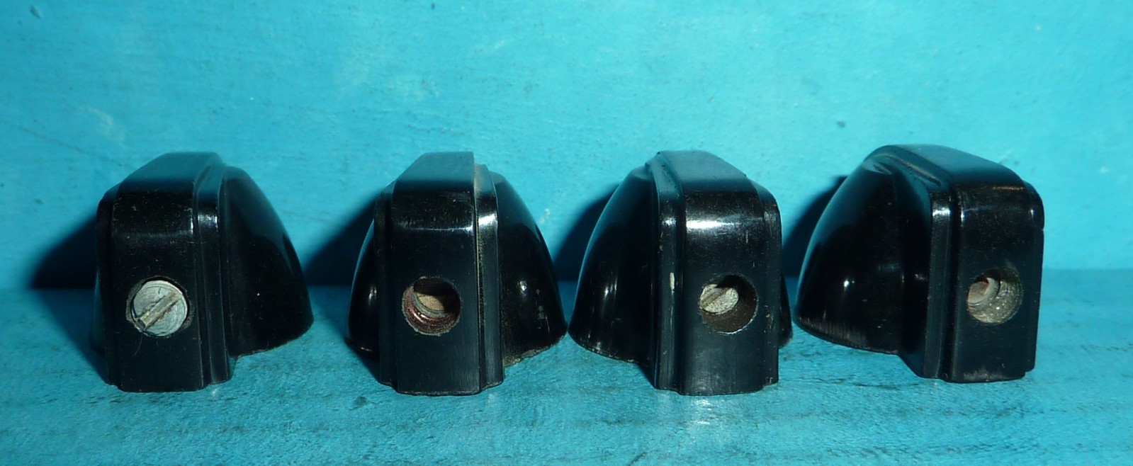4 Kurz Kasch Black Chicken Head Knobs Flat Back 1/4in Shaft