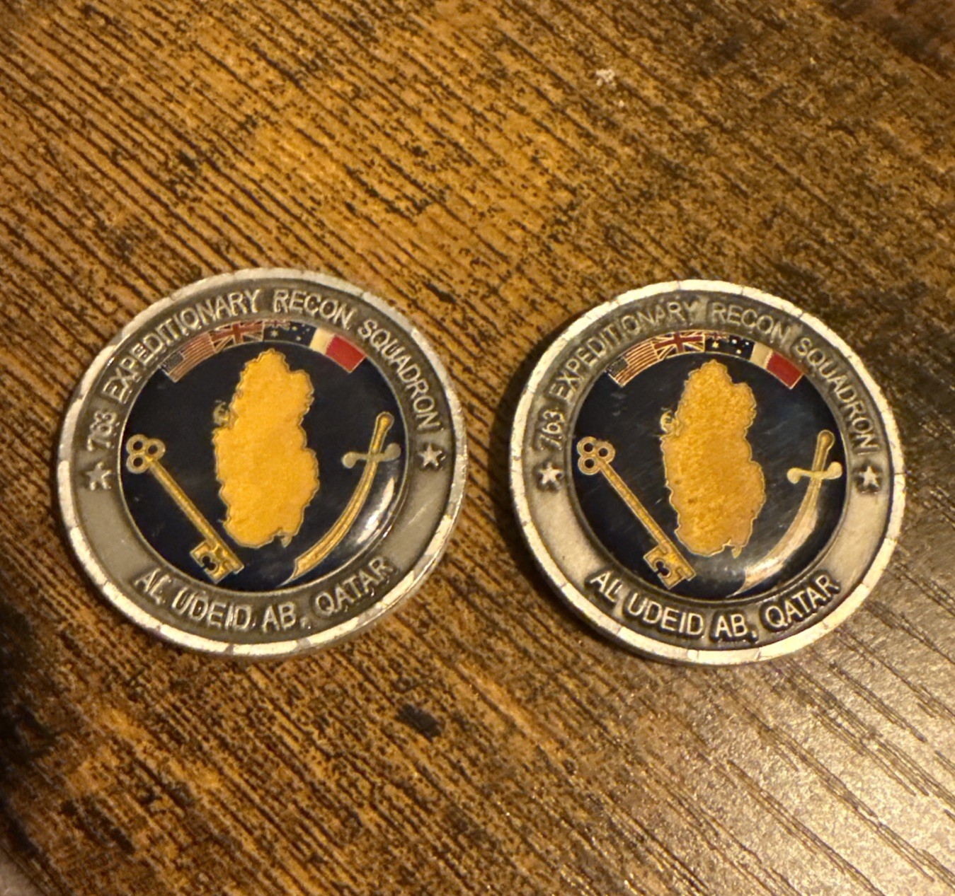763 Expeditionary Recon Sq Challenge Coins RC-135 RIVET JOINT Qatar OIF OEF ISR
