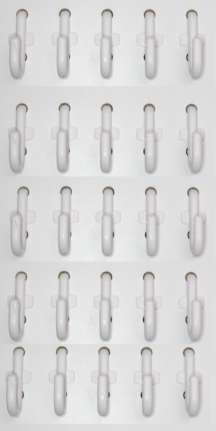 White J-Style Peg Board Plastic Locking Hooks Kit -25 pack PEGBOARD NOT INCLUDED