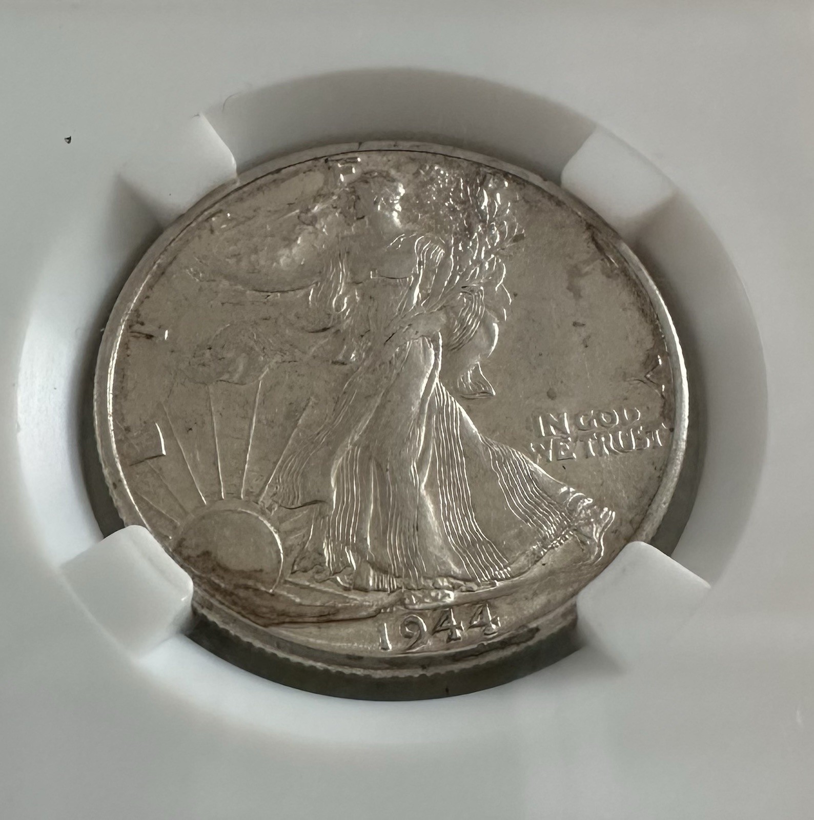 1944 Walking Liberty Half Dollar. Very fine grade.