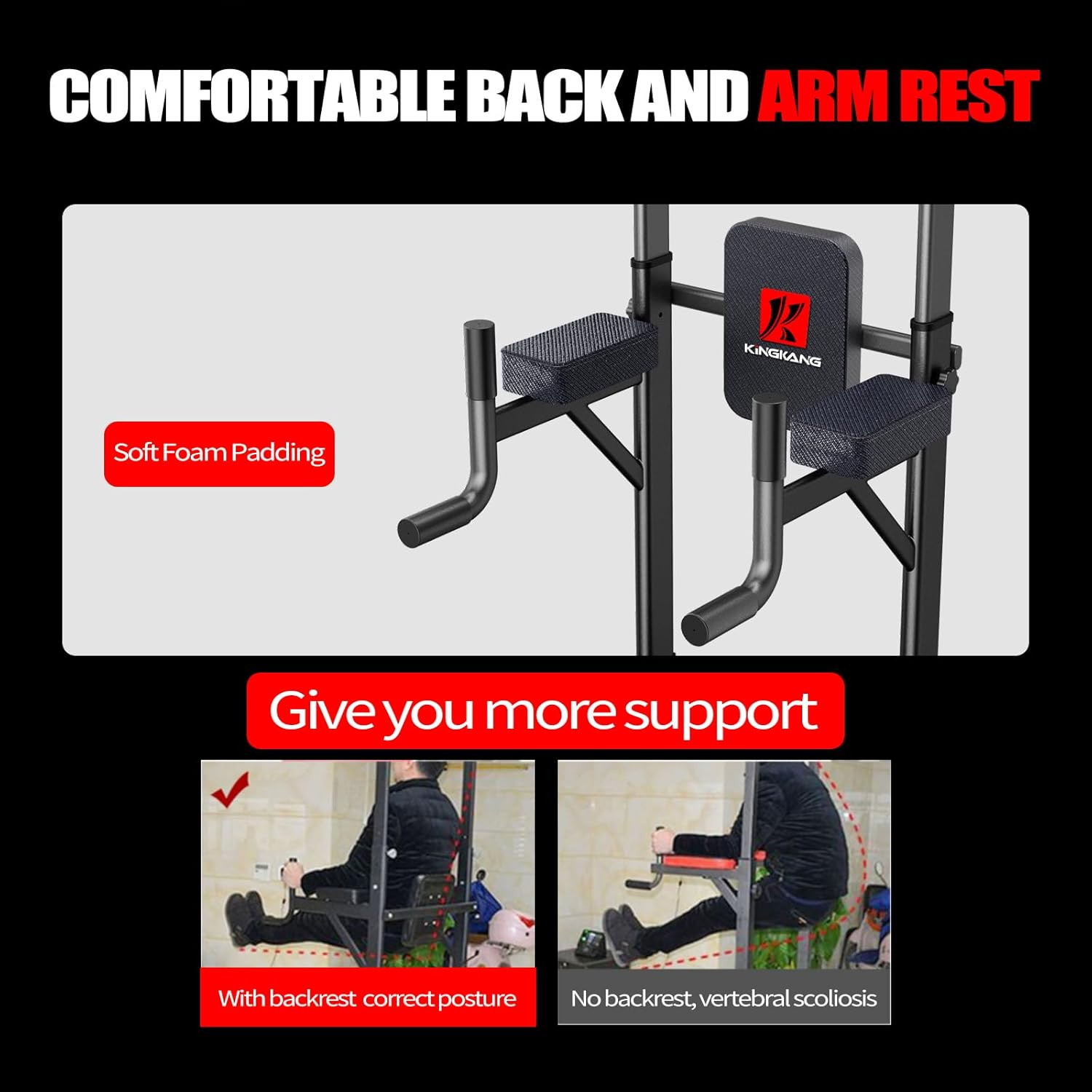 Adjustable Power Tower for Home Gym - Multifunctional Pull-Up & Dip Station for