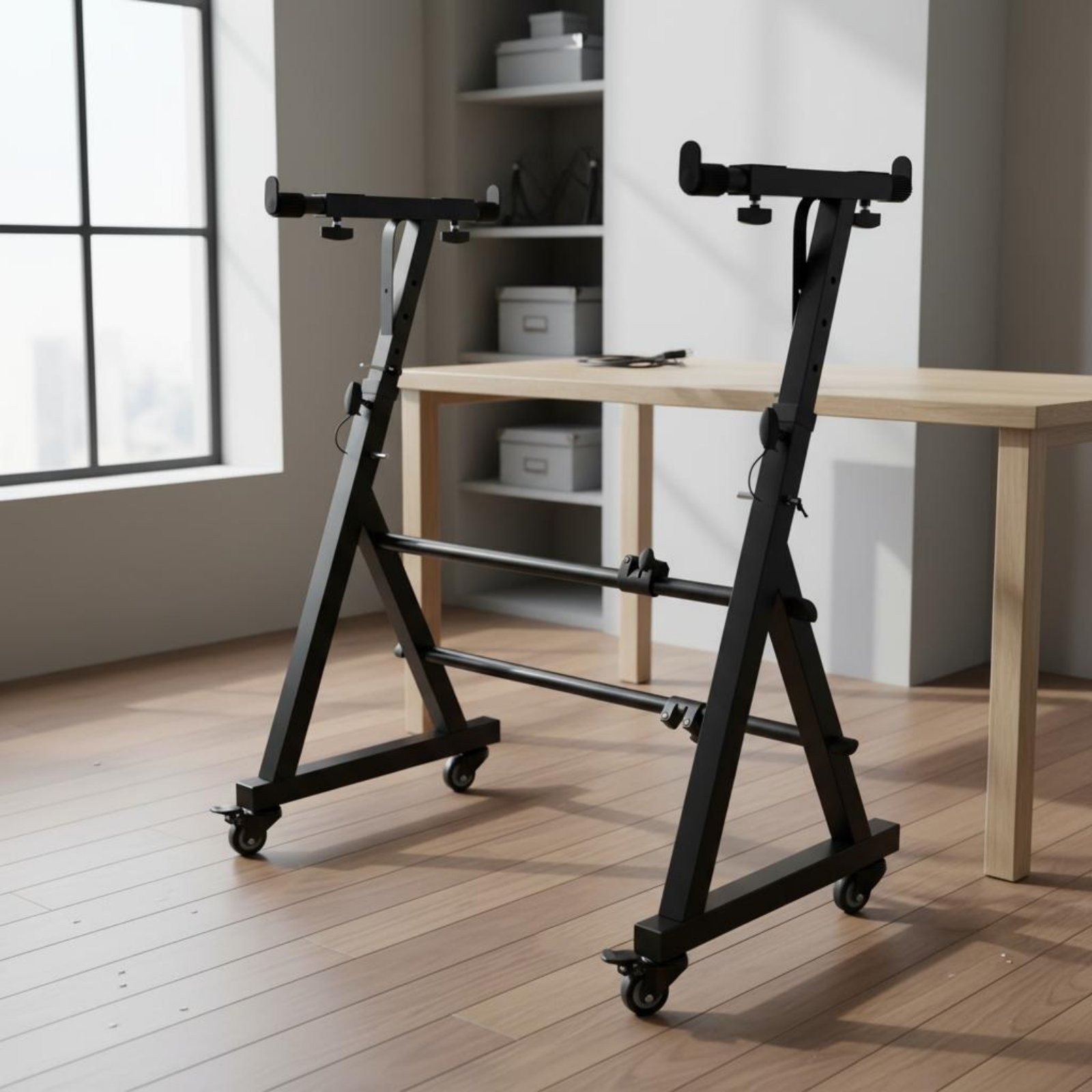 Rolling Keyboard Stand Sturdy Metal Frame Z-Shaped Piano Designed for Studio