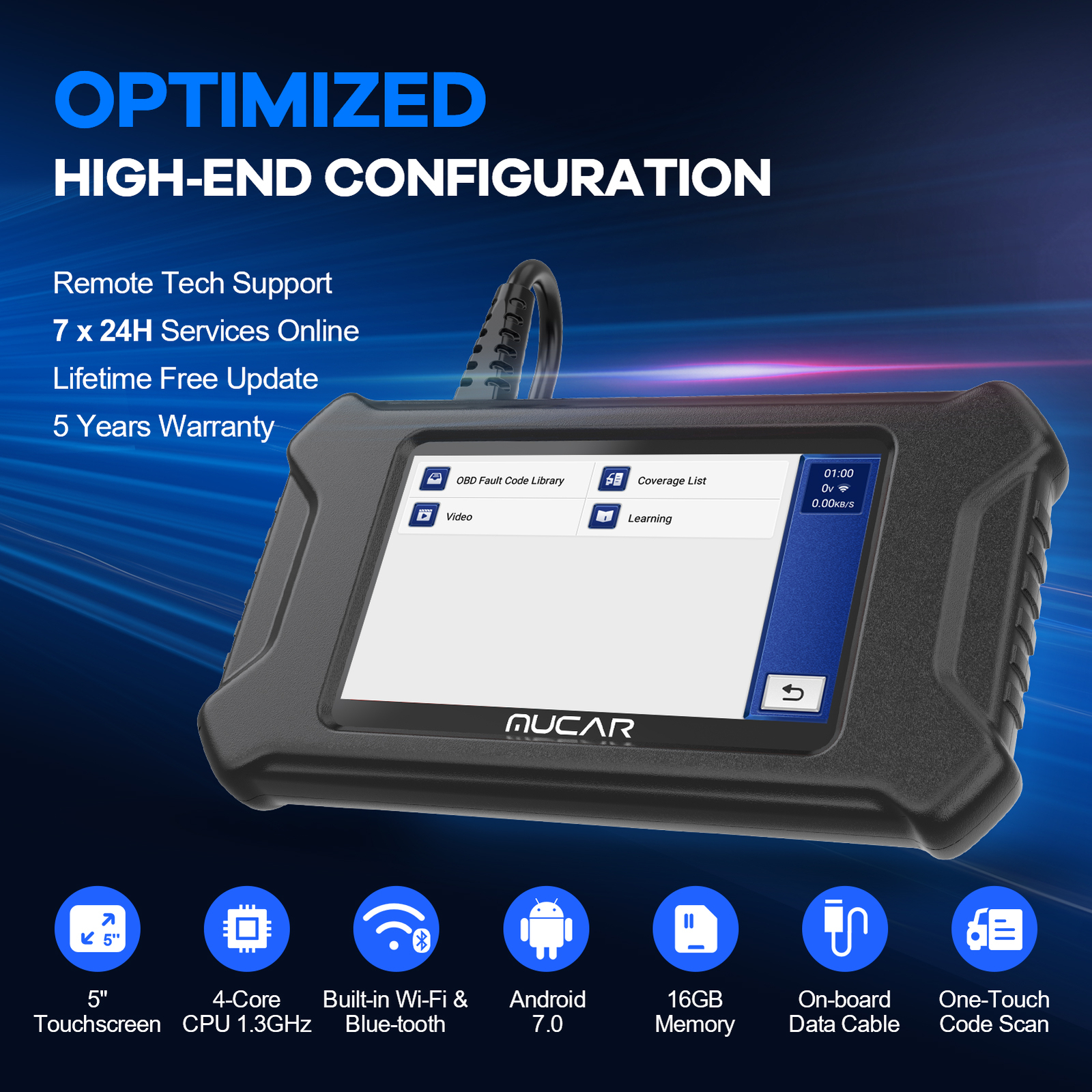 MUCAR CS90 OBD2 Car Code Reader Scanner Engine Fault Diagnostic Tool 28 Resets