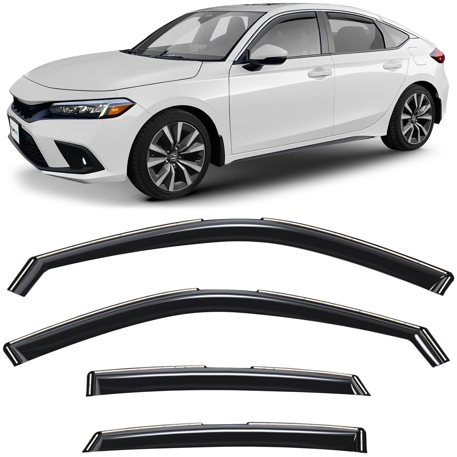 CLIM ART in-Channel Incredibly Durable Rain Guards for Honda Civic 2022-2026 ...