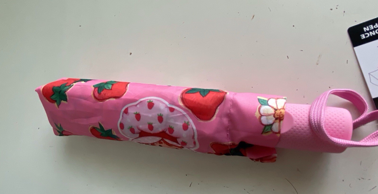 Strawberry Shortcake Umbrella Auto Open Close Pink Red Compact NEW