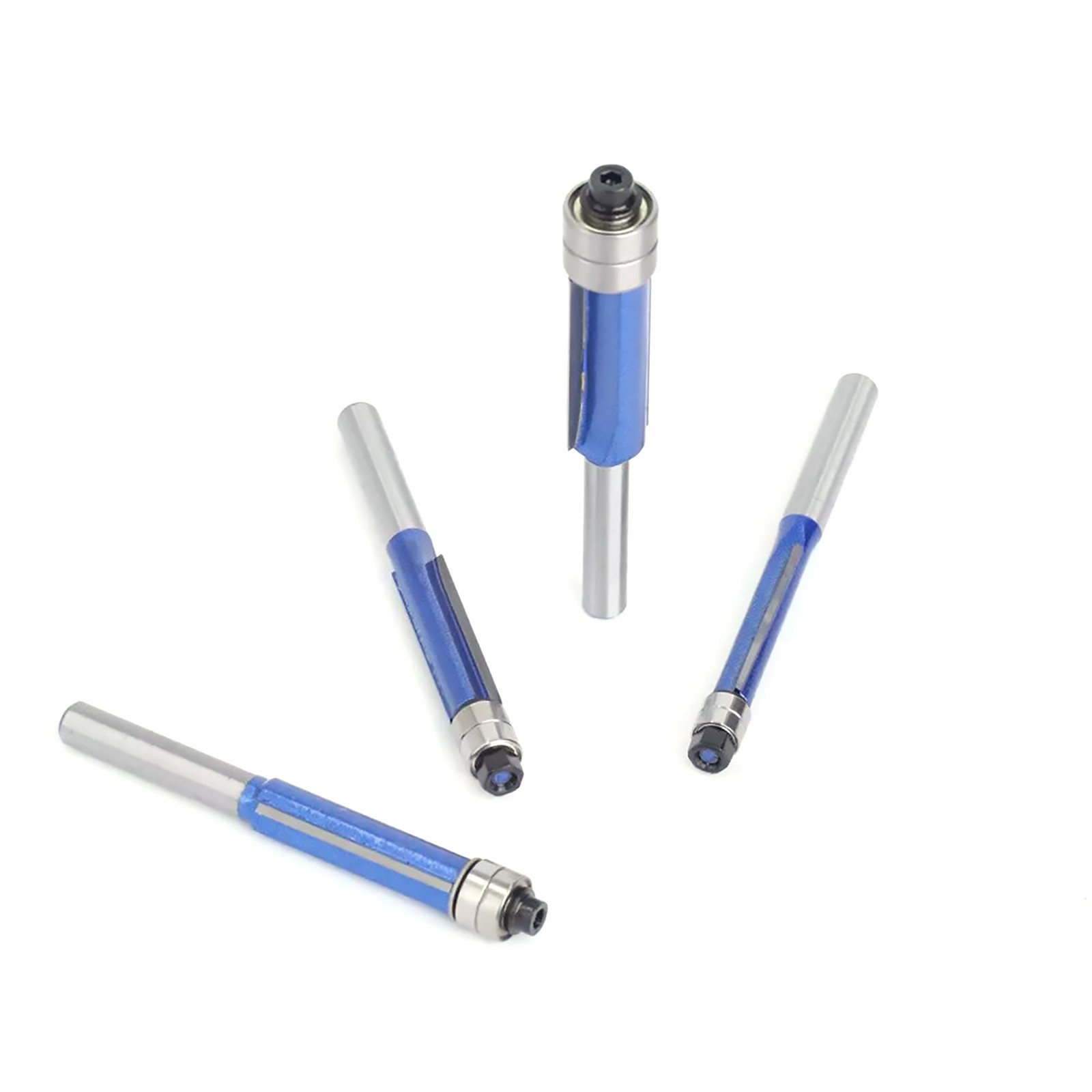 4pcs 1/4" Shank Straight Flush Trim Router Bit Set Woodworking Cutting Tool Kit