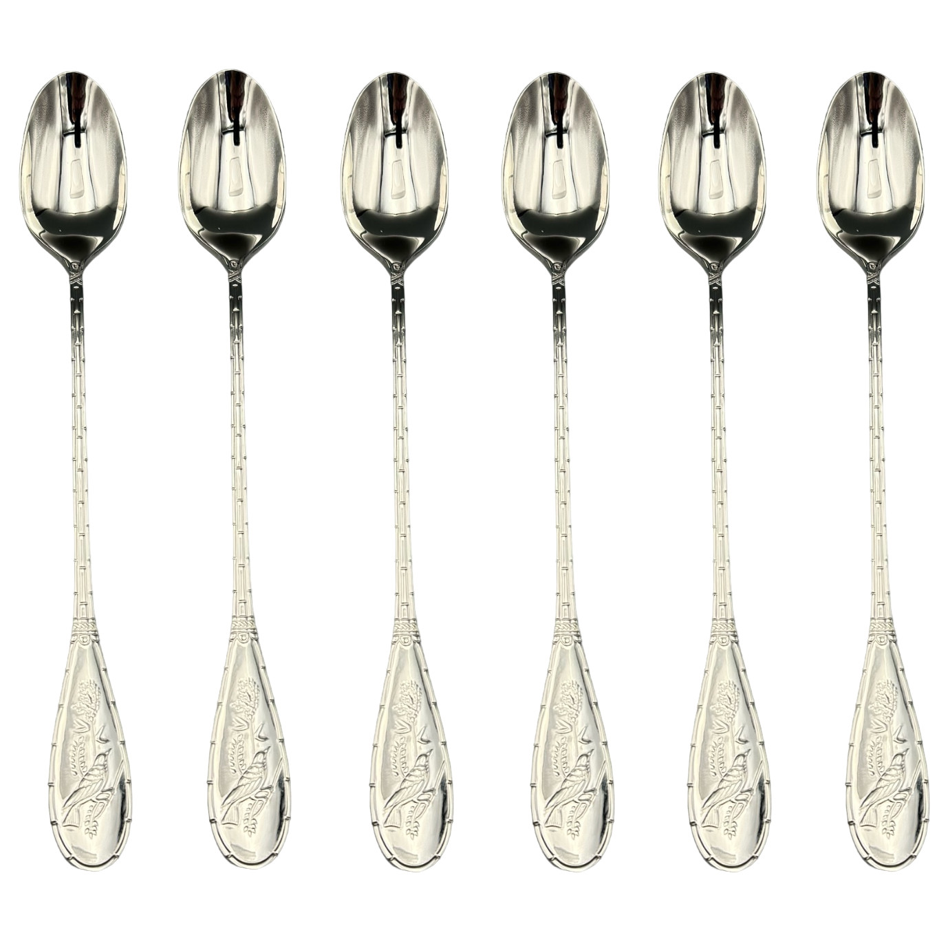 Ricci Argentieri Japanese Bird 18/10 Stainless Iced Beverage Spoon (Set of Six)