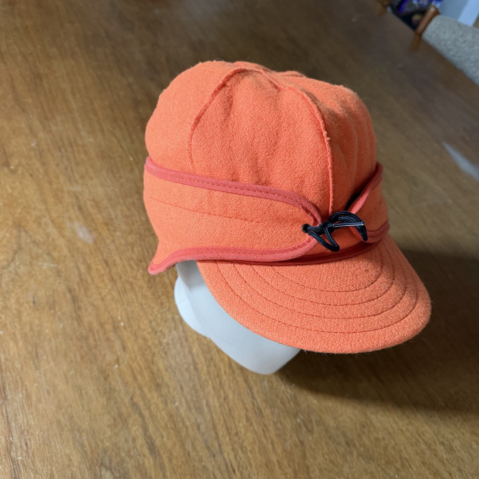 Stormy Kromer Insulated Wool Rancher Cap Ear Flaps Blaze Orange Size 7 1/2 7.5