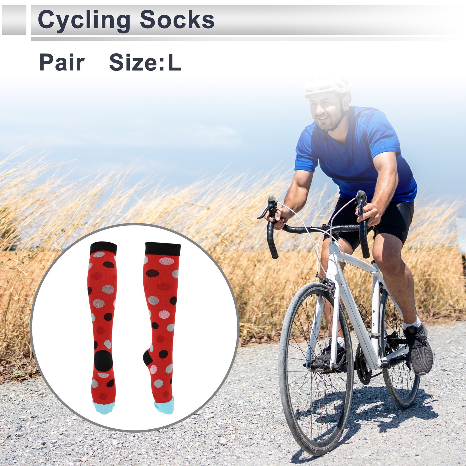 Cycling Socks Sweat-Absorbent Anti-Friction Size L High-cut Cycling Socks Red