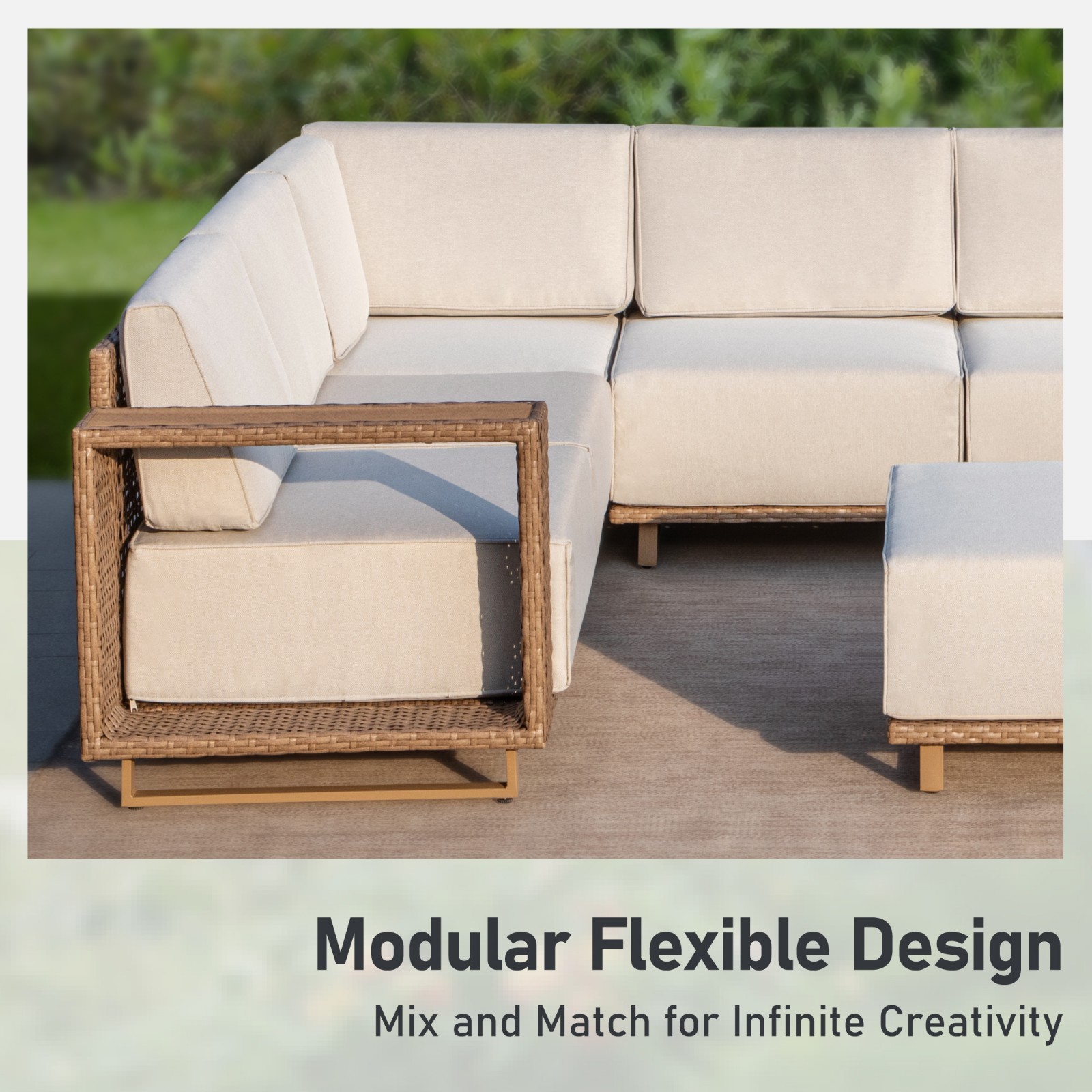 Outdoor Patio Conversation Set Modular Outdoor Furniture Set with Thick Cushions