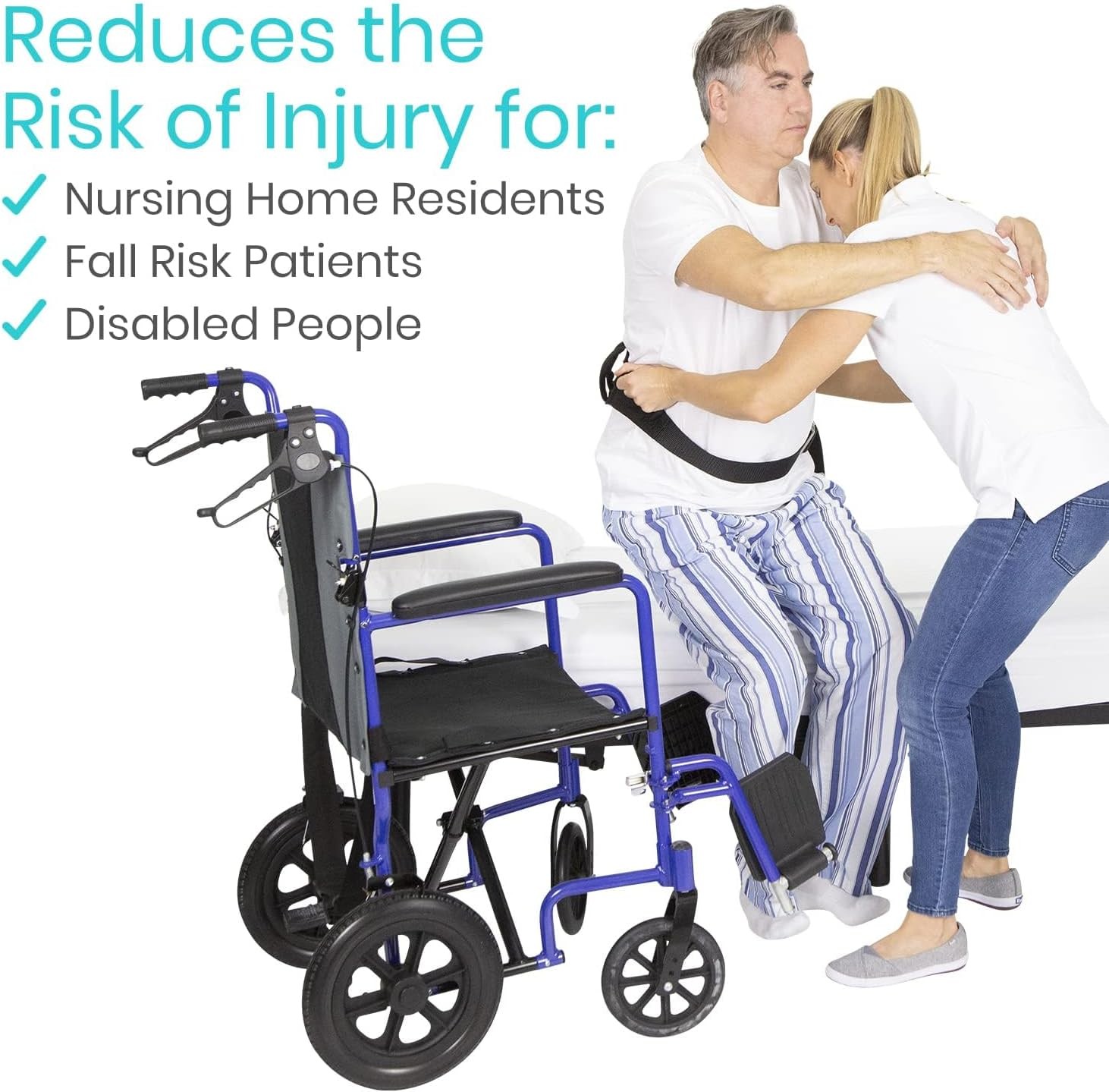 Gait Belt (350lbs) Transfer Belt with Handles - Medical Nursing Safety Patient