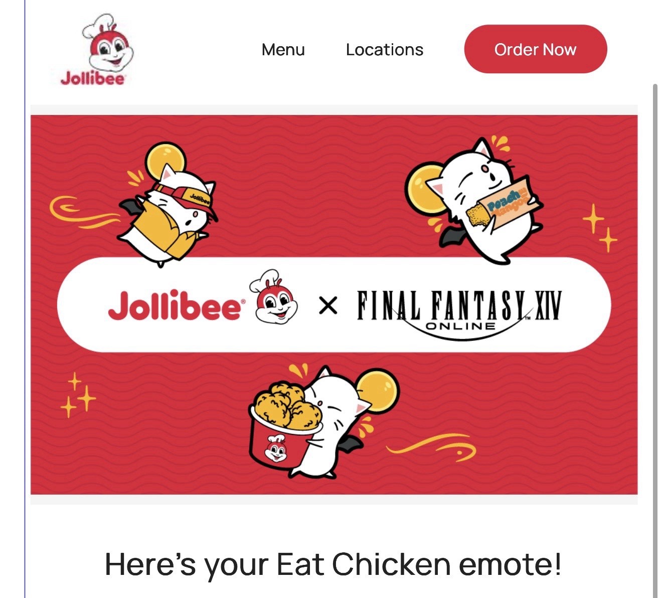 Jollibee Digital Code Final Fantasy Chicken Emote