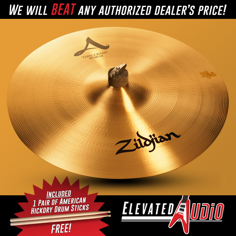 Zildjian A 19" Thin Crash Cymbal w/ Sticks! MAKE OFFER or Buy @ CA's #1 DEALER !