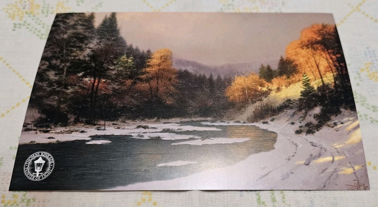 Thomas Kinkade Autumn Snow Dealer Post Card