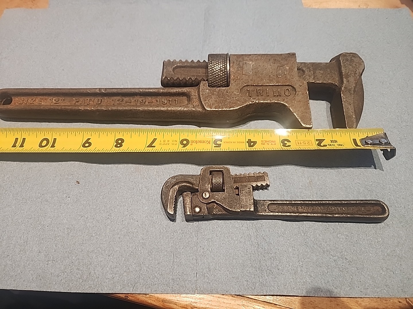 Antique Trimo Alloy Pipe Wrenches 12 inch and 6 inch