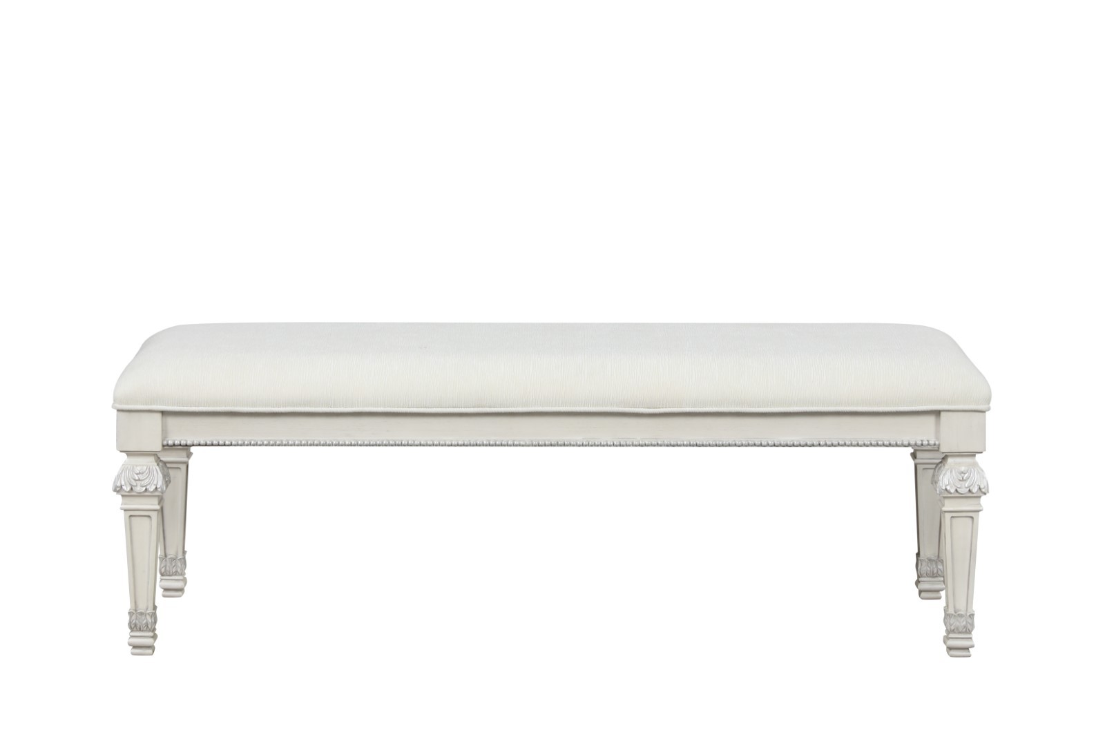 Metal Silver Finish Traditional Bench Ornate Knobs Diamond Tufted Cream