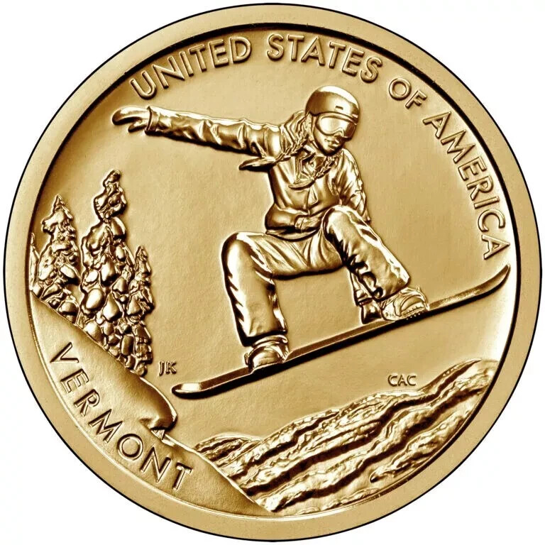 2022 P $1 Vermont - Snowboarding American Innovation Coin - BU - From mint roll