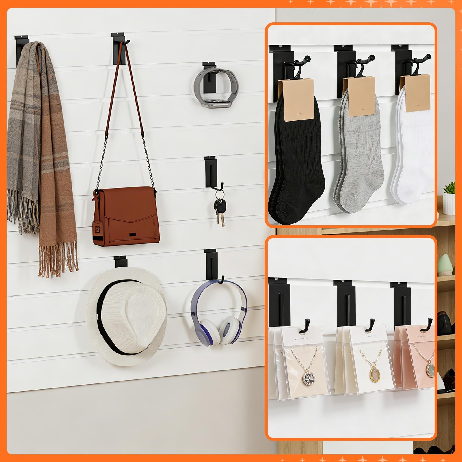WETOECOTEC Slatwall Hooks 2.1 Inch 30 Pack