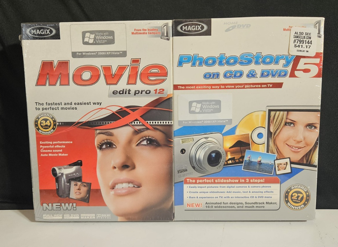 Magix Photostory  5 + Movie Edit Pro 12  for WIN XP - New/Sealed RARE