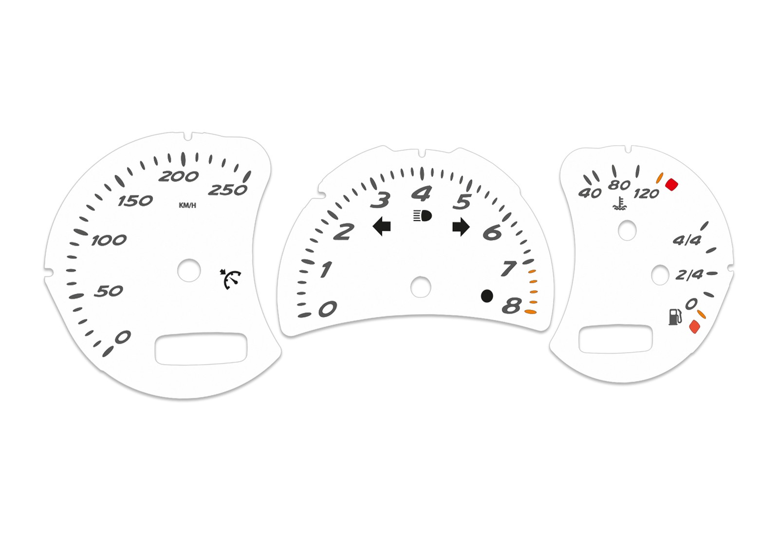 Porsche Boxster (986.2) - White Speedometer Dials km/h Gauges