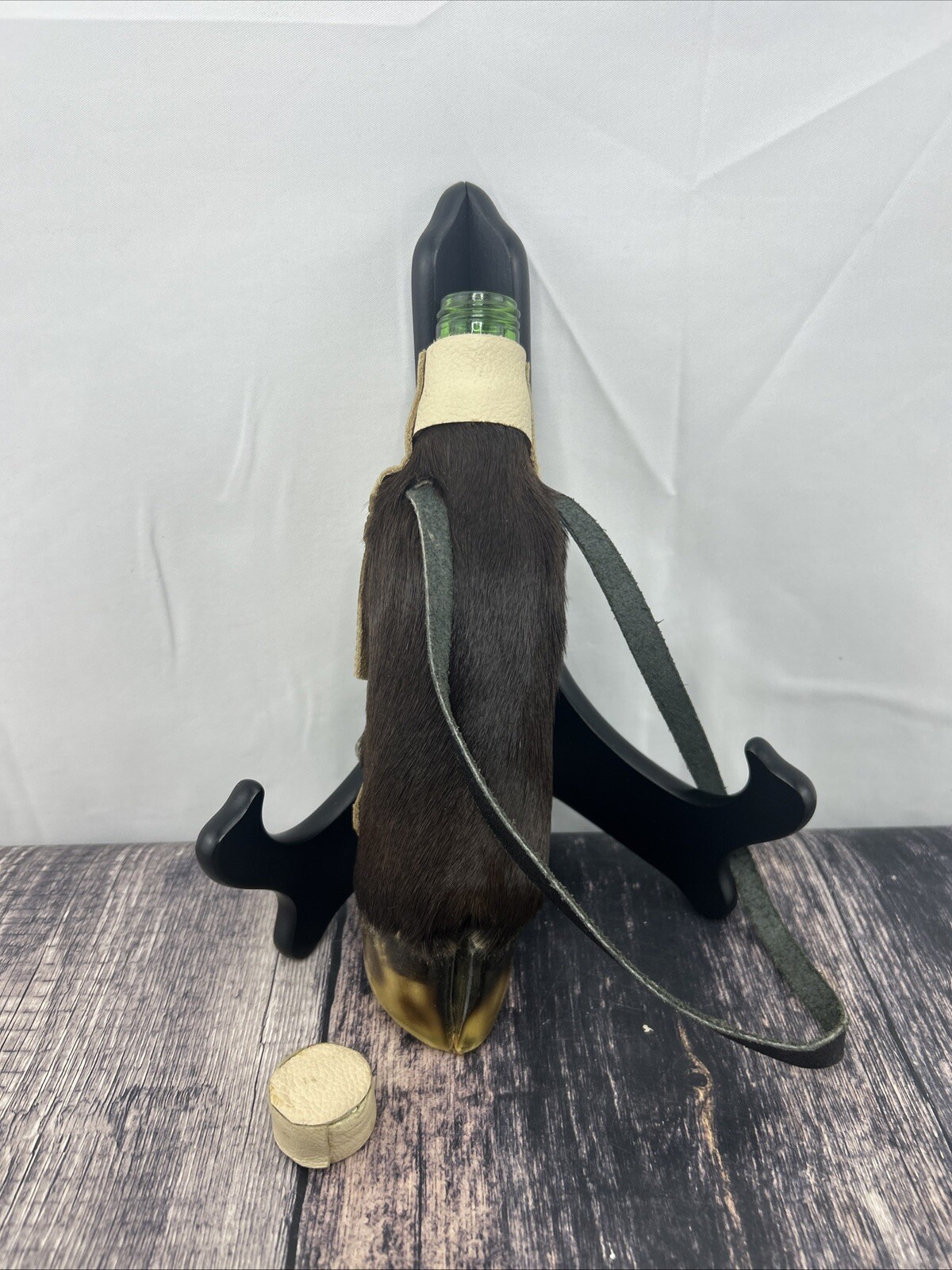 Vintage Real Cow Hoof Mexican Bottle w Strap