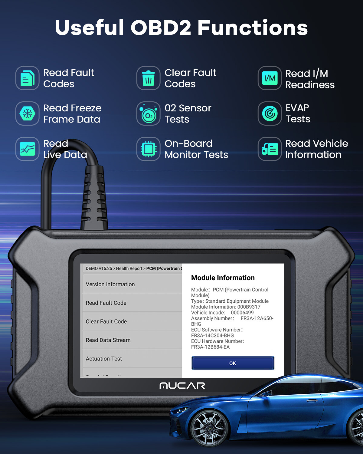 MUCAR CS5 Car OBD2 Scanner Code Reader Engine ABS SRS TCM BCM Diagnostic Tool