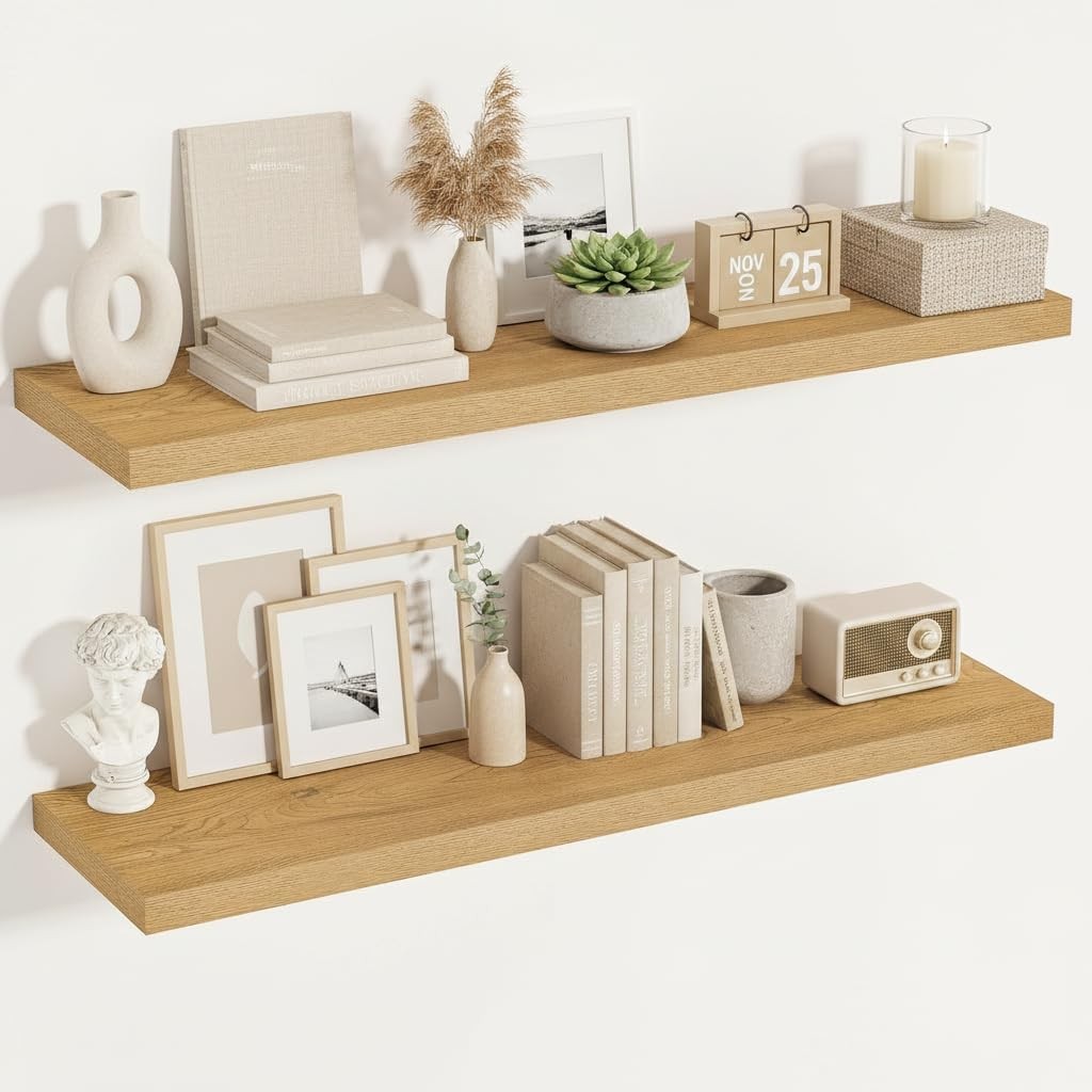 12 Inch Deep Floating Shelves for Wall 48 inch Long, Thick Wall Shelves with