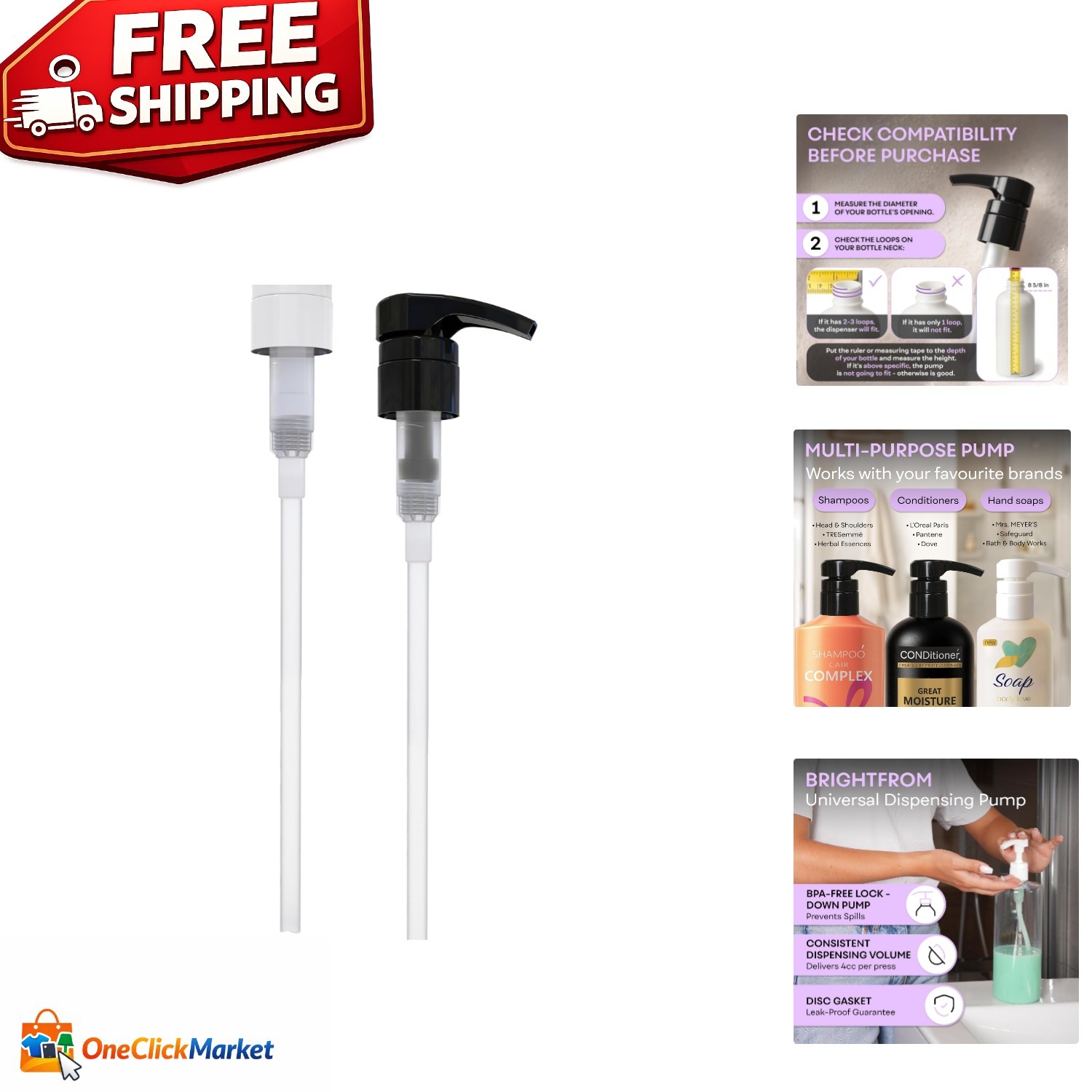 Customizable Length Lotion Pump - Perfect for Shampoo & Conditioner Bottles