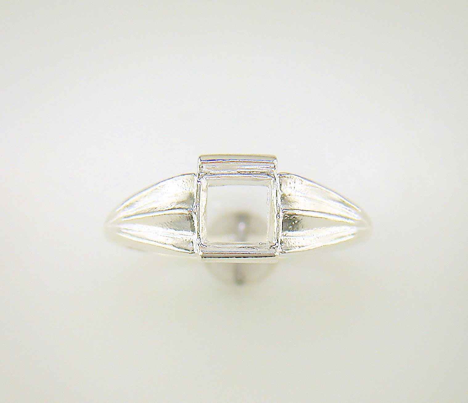 7 mm Square Plate Set Ring Setting Sterling Silver