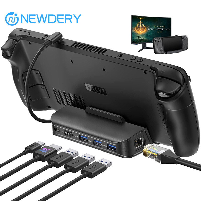 6-in-1 Docking Station for Steam Deck OLED ROG Ally 4K 60Hz HDMI Gigabit 100W PD