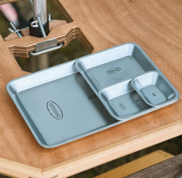 KINOX Stainless Steel Rectangular Plate Set (4pcs) – Stackable – Made in Korea