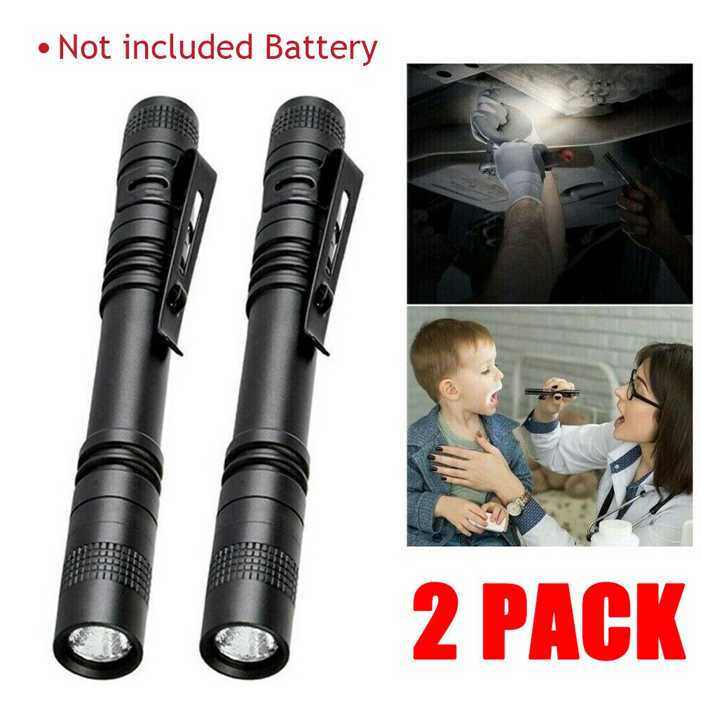 2PCS Mini Small Torch Super Bright LED Flashlight Penlight with Clip Pocket