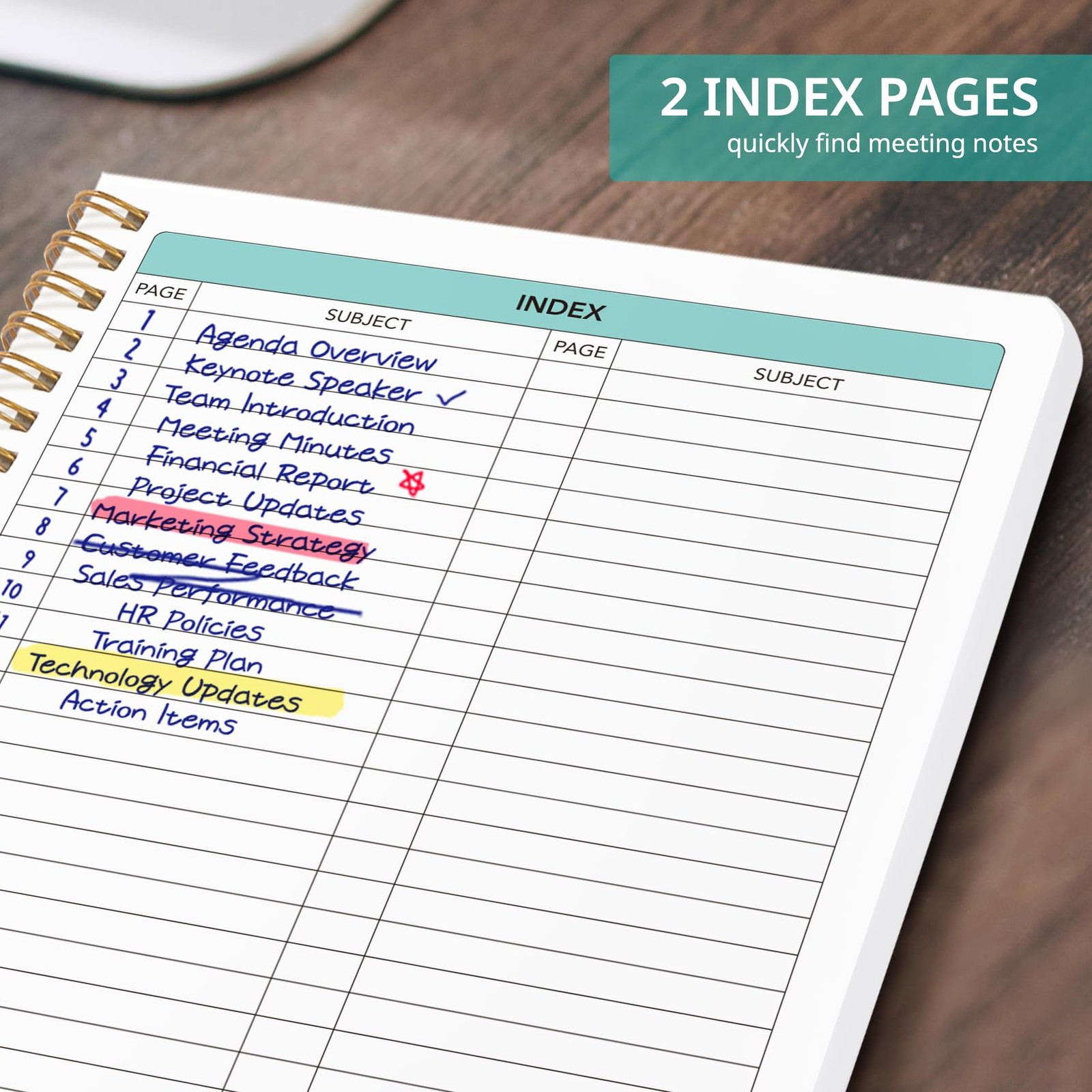 Taja Meeting Notebook for Work Organization - Work notebook with action items, M