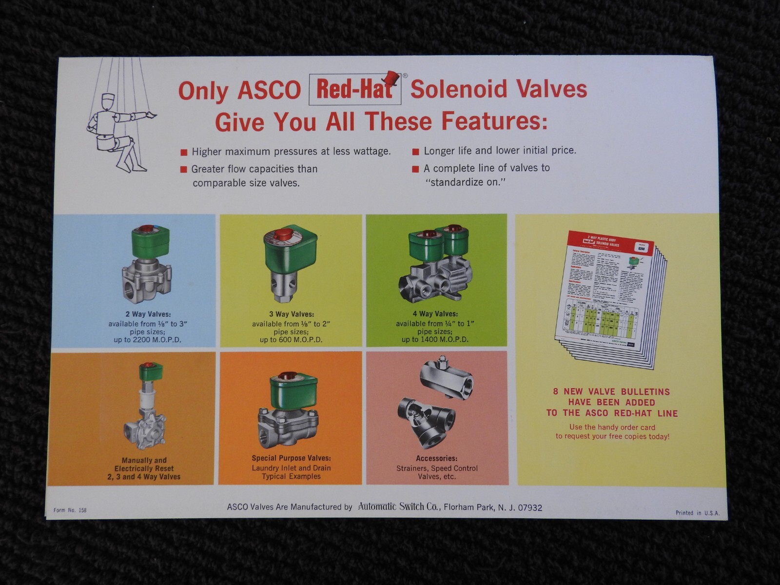 1969 Automatic Switch Co ASCO Red Hat Valves Engineering Catalog Florham Park NJ