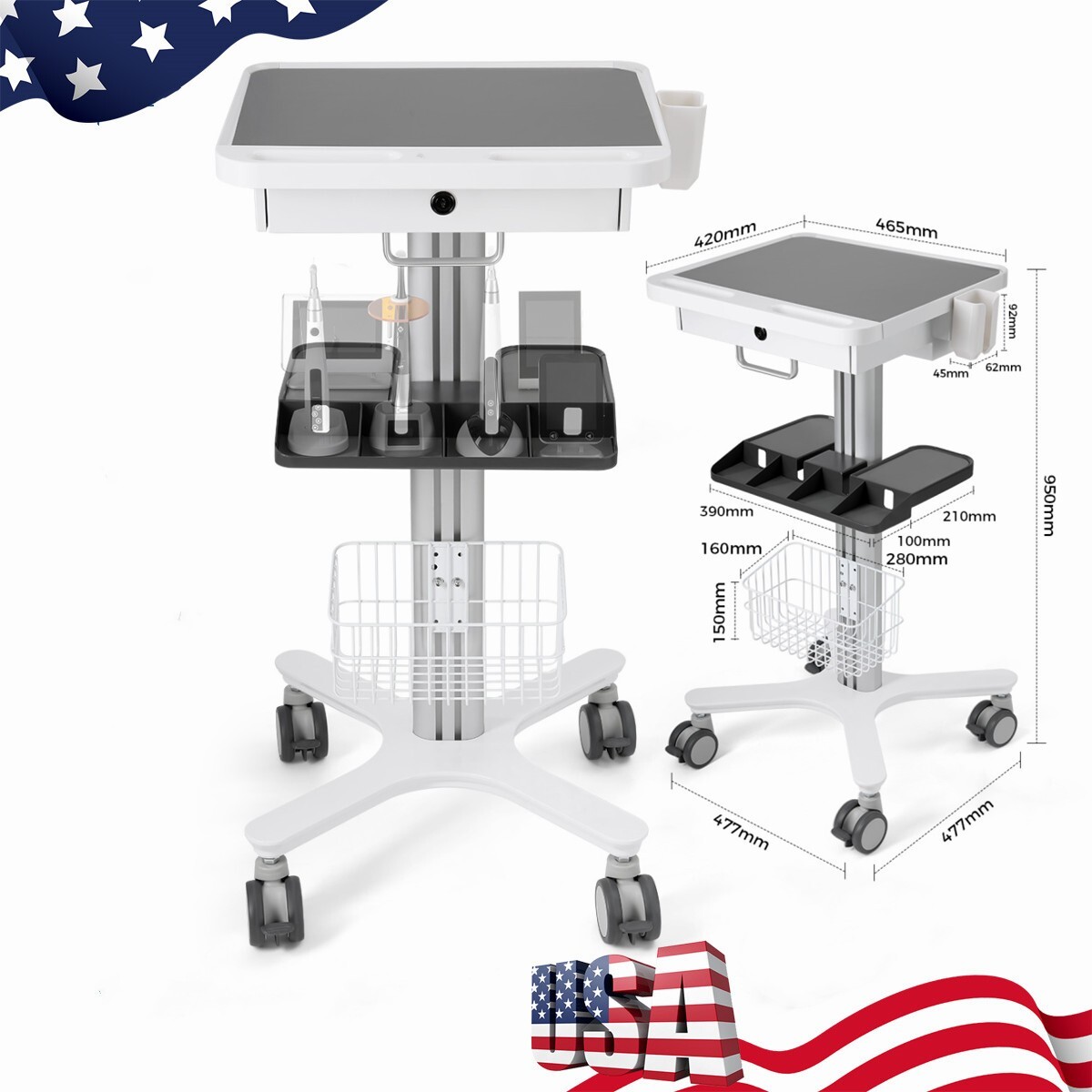 Dental Medical Rolling Multi-Function Trolley Cart