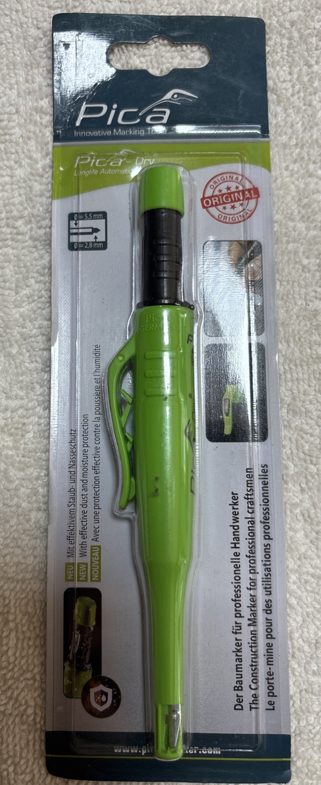 NEW IN PACKAGE PICA DRY LONGLIFE AUTOMATIC PENCIL W/ Built In  SHARPENER - 3030