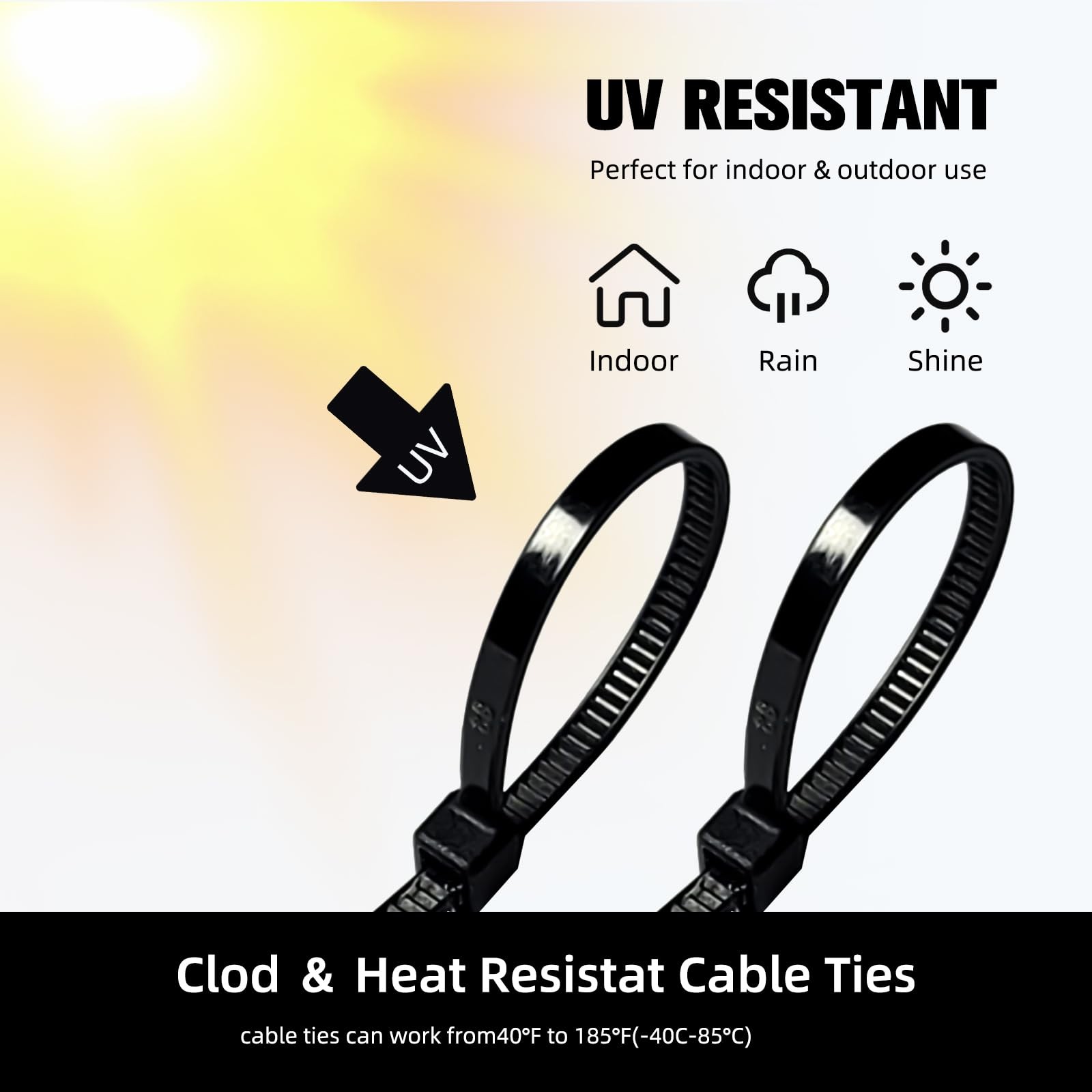 Zip Ties 8 inch, 1000 Pack Black Zip Ties, Self-Locking Nylon Cable Ties with...