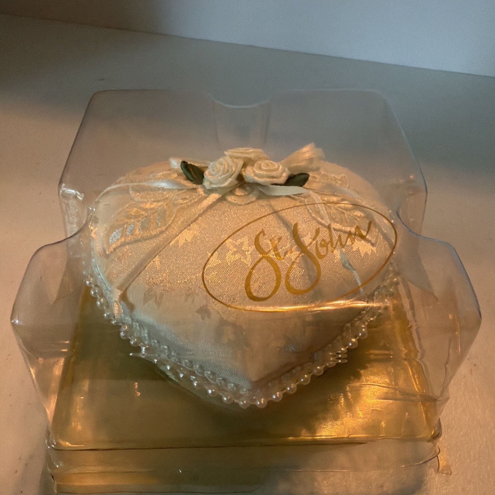 St John Fabric Heart Trinket Box Padded Floral