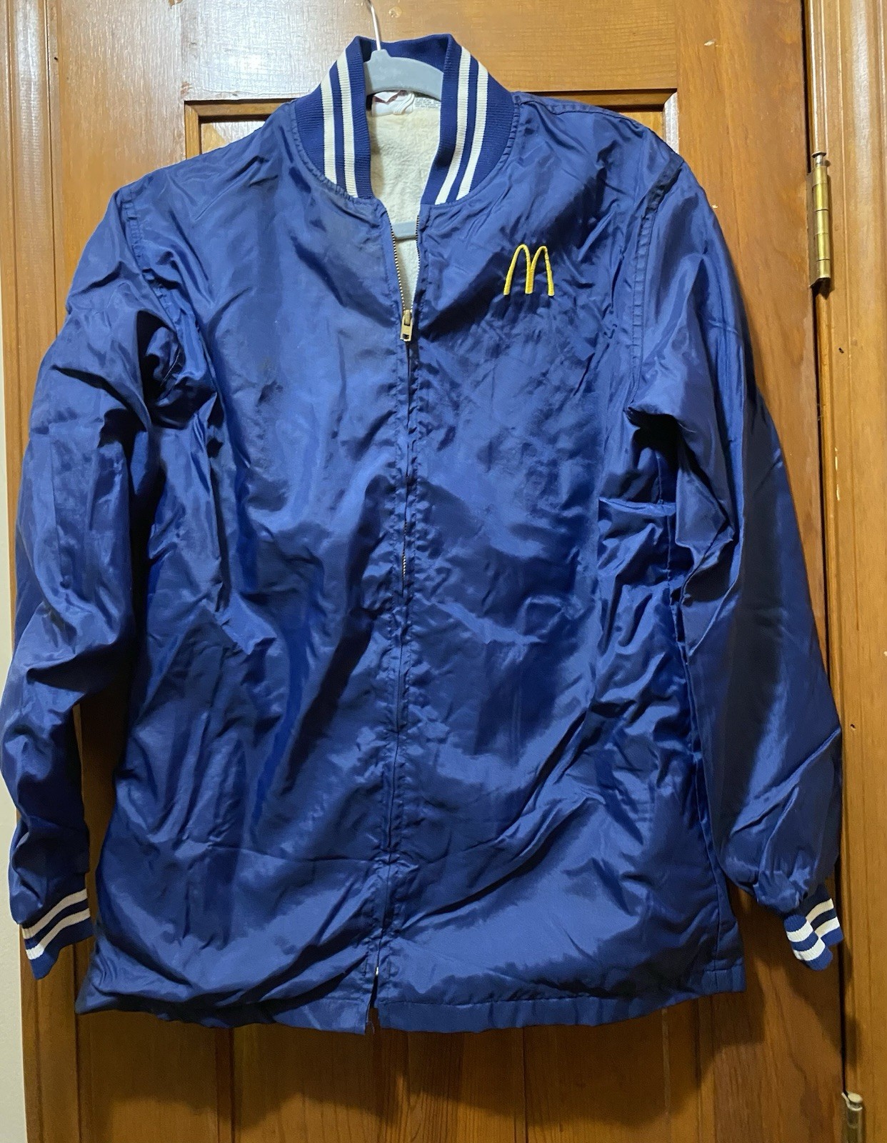 VTG 1983 McDONALD'S EMPLOYEE FULL ZIP NYLON LINED DRIVE-THRU JACKET SIZE S