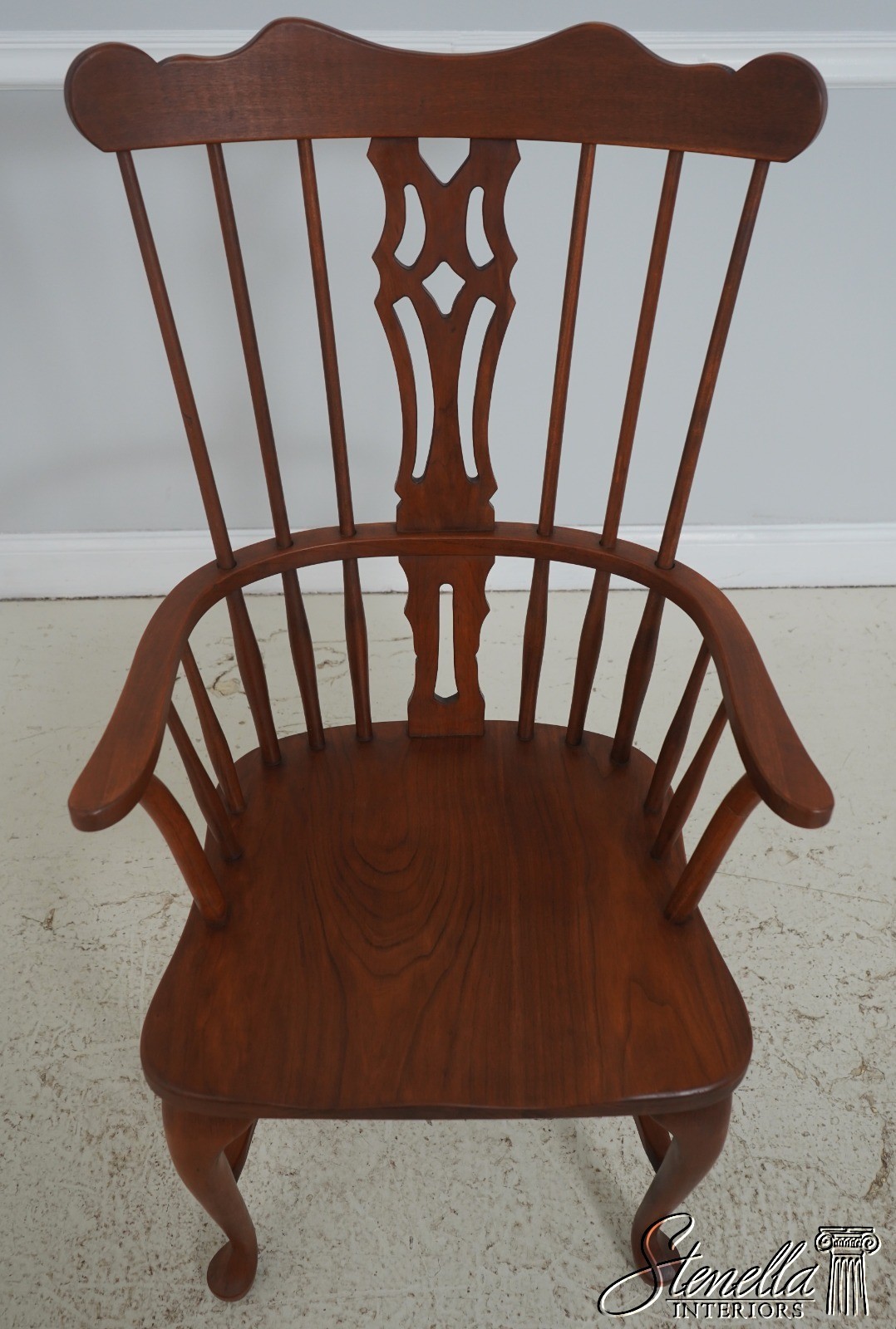 L71863: Set of 6 Solid Cherry Brace Back Windsor Chairs